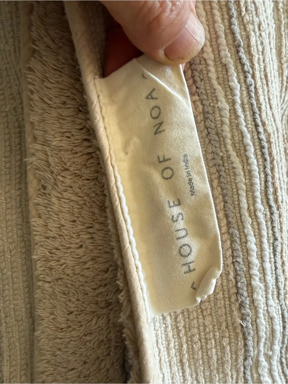 House of noa Neutral Beige Striped Bath Runner - Plush Home Bath Mat